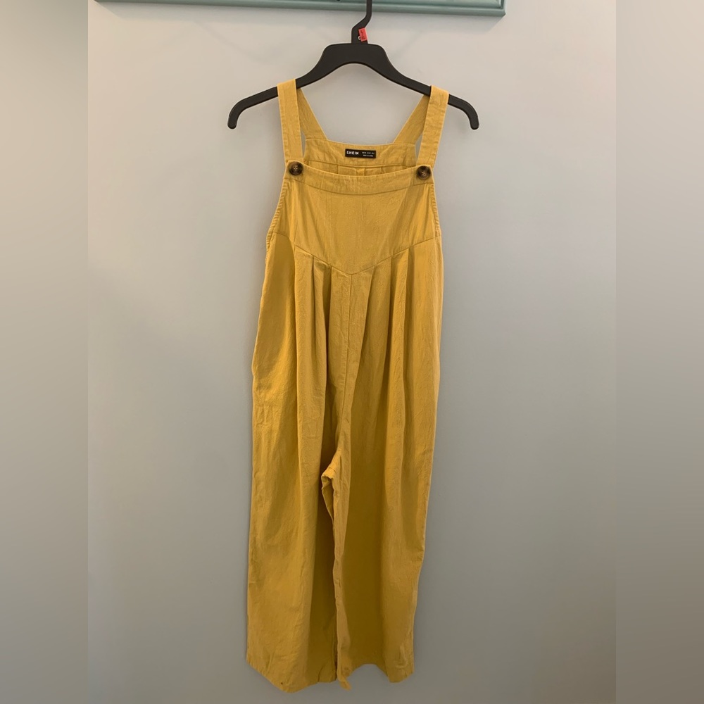 Shein Medium Yellow Overall Romper with Pockets Lightweight
